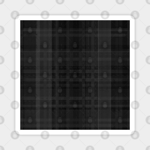 Black Plaid Pattern Magnet by RoserinArt