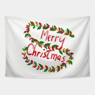 Leafy Merry Christmas Tapestry