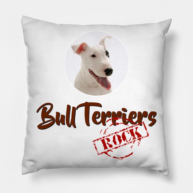 Bull Terriers Rock! Pillow by Naves