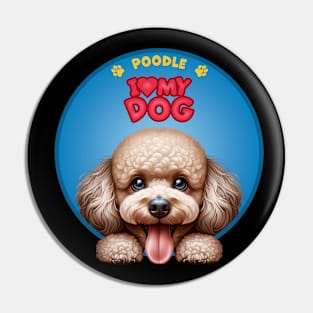 I Love my dog Poodle Pin