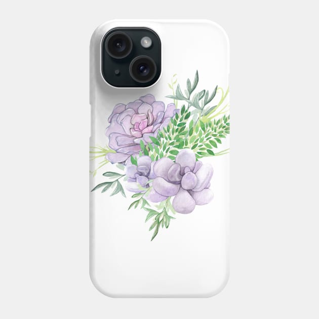 Lavender Purple Succulent Bouquet Cluster Phone Case by Dear Fawn Studio