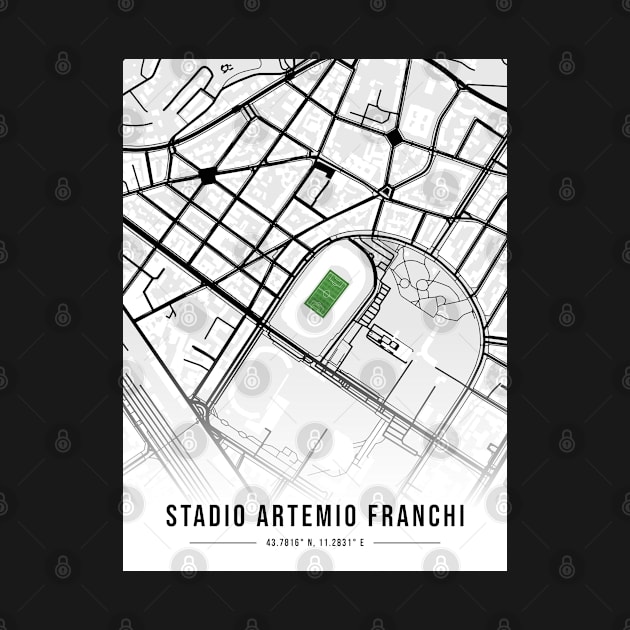 Stadio Artemio Franchi Map Design - White by TopFootballStadiums