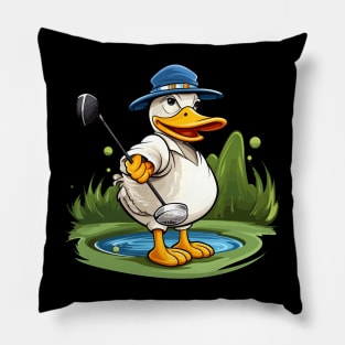 Duck playing golf Pillow