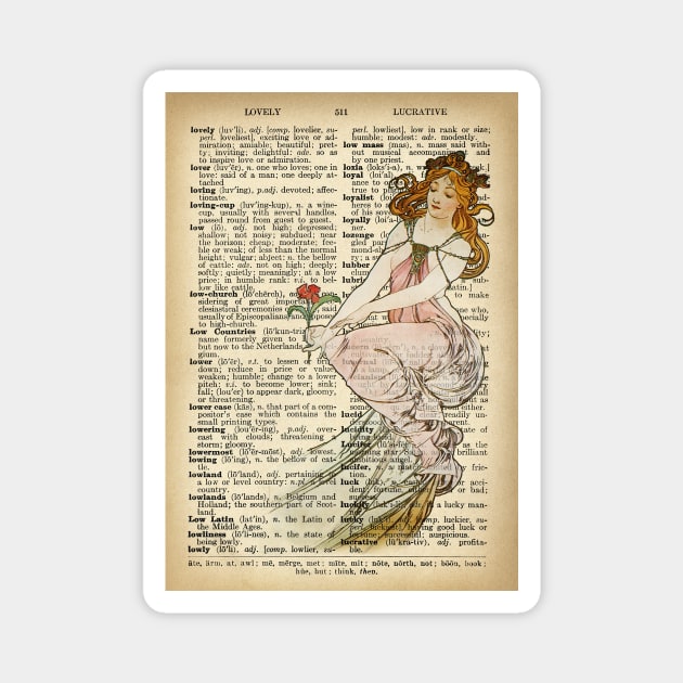 "Painting" in old book page - Mucha Magnet by ritta1310