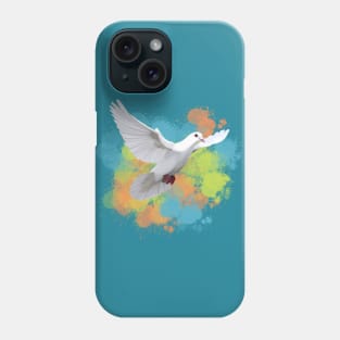 Flying White Dove Colorful Paint Splatter Phone Case