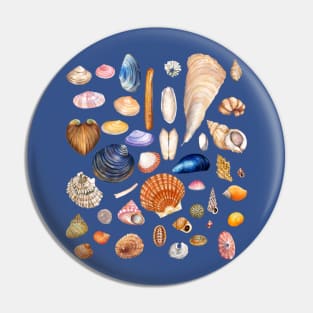 Watercolor Seashell Collection Pin