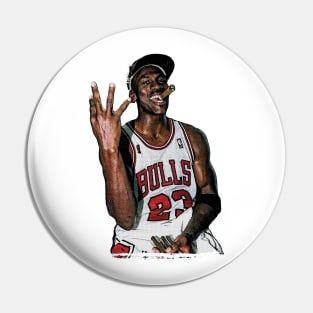 Michael Jordan Drawing Vintage Halftone Pin