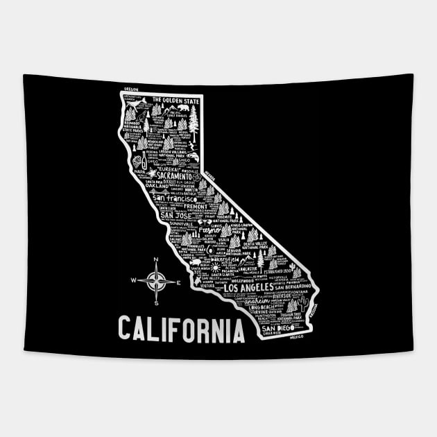 California Map Tapestry by Whereabouts Shop