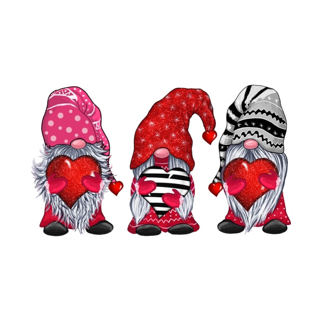 Three Gnomes Holding Hearts Valentine's Day Shirt by Rozel Clothing