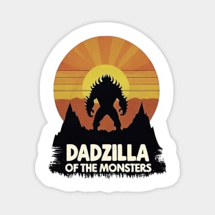 Mens Dadzilla Father Of The Monsters Retro Vintage Sunset Magnet