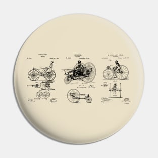 Vintage Bike Art Gift Patent Blueprints Pin