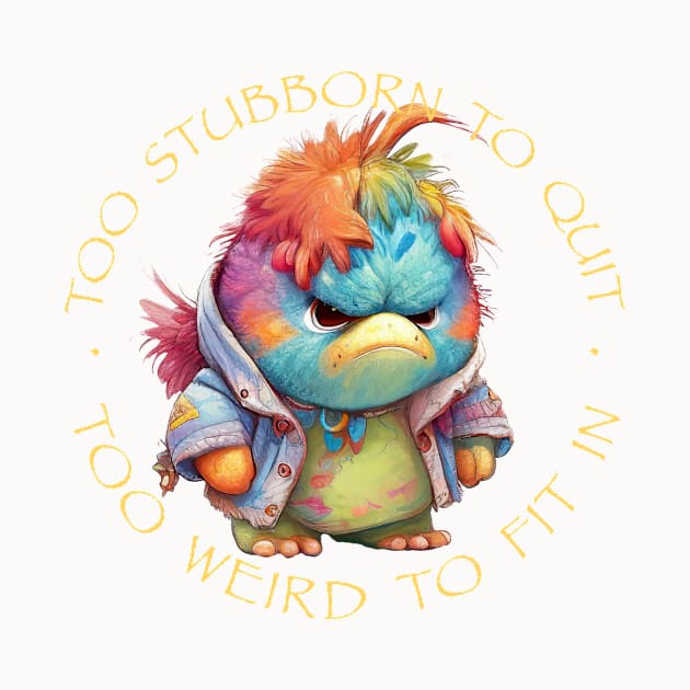 Colorful Bird Too Stubborn To Quit Too Weird To Fit In Cute Adorable Funny Quote by Cubebox