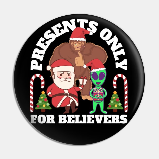 Funny Christmas Alien And Bigfoot Pin by FullOnNostalgia