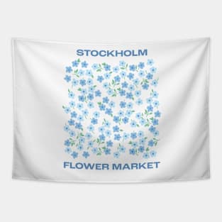 vintage, ditsy, florals, flower market, stockholm, blue Tapestry