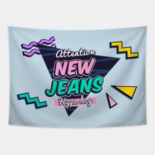 New Jeans retro attention hype boy text | Morcaworks Tapestry