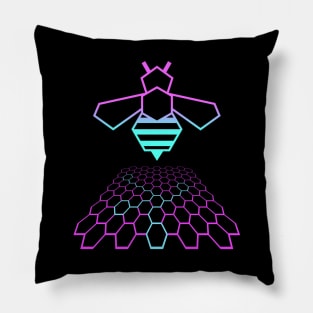 Futuristic Bee Vapor Aesthetics Pillow