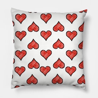 Red Hearts In White Pillow