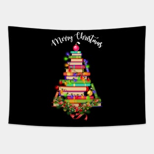 Books Christmas Tree Shirt Gift For Librarian Nerd Tapestry