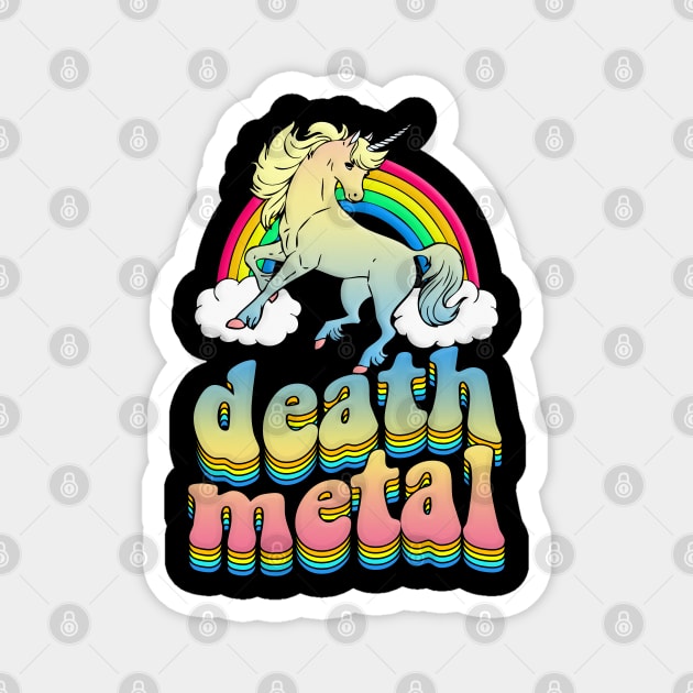 Death Metal Unicorn Rainbow Graphic Design Logo Magnet by DankFutura