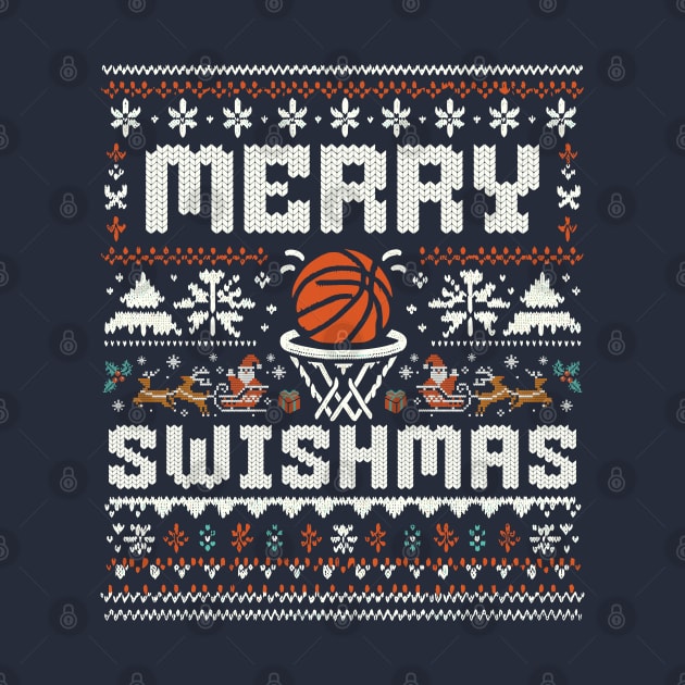 Merry Swishmas - Funny Christmas Basketball Swish Ugly Sweater by Lunatic Bear