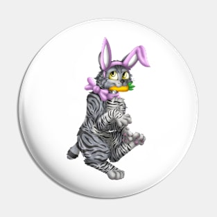 Bobtail BunnyCat: Grey Tabby (Pink) Pin