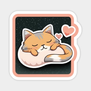 Sleepy Cat Valentine's Day Magnet