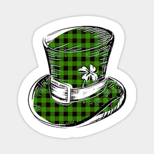 Irish Lucky Clover Leprechaun Hat in Green Plaid Magnet