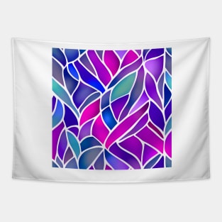 Multicolor Pastel Orchids Leaves Abstract- Stained Glass Design Pattern Tapestry