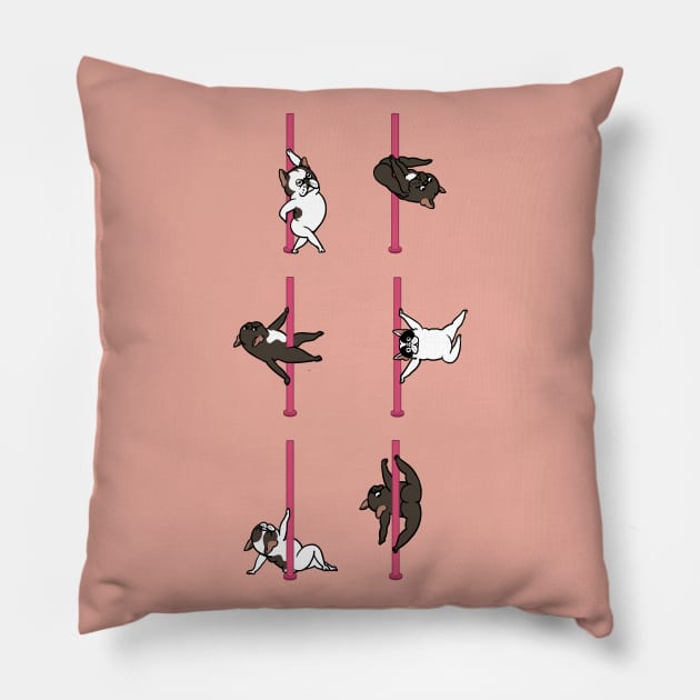 French Bulldog Pole Dancing Club Pillow by huebucket