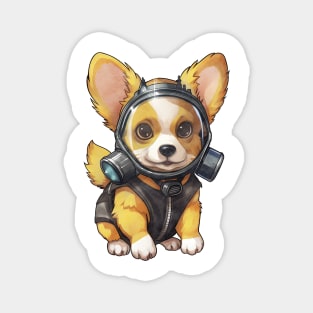 Pembroke Welsh Corgi Dog Wearing Gas Mask Magnet