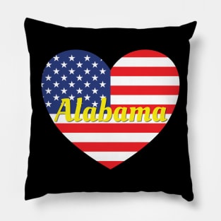 Alabama American Flag Heart Pillow