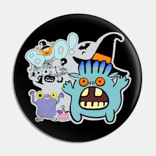 Boo! Happy Halloween Monsters! Pin