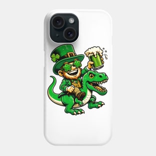 St. Paddy's Dino Ride: Festive Leprechaun & T-Rex T-Shirt Phone Case