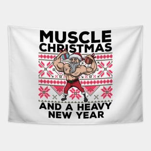 Ugly Christmas Workout Lifting Santa Claus Gym Fitness Gift Tapestry