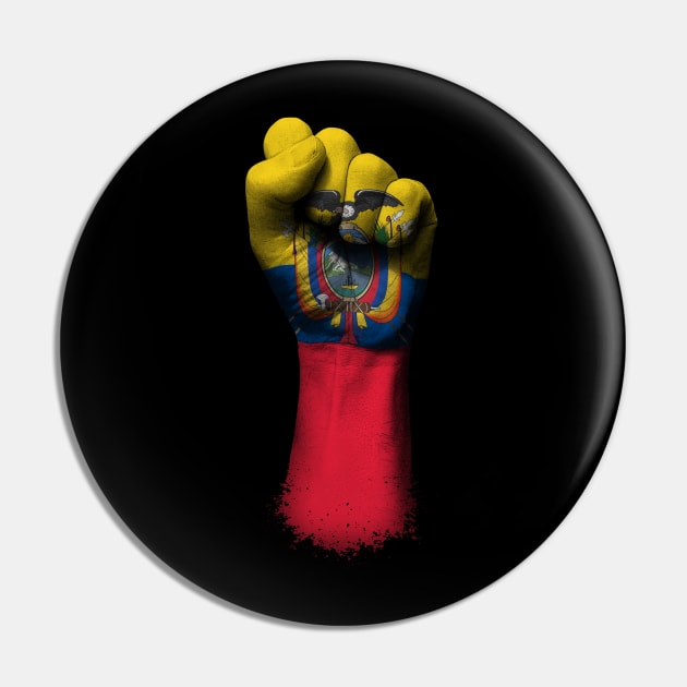 Flag of Ecuador on a Raised Clenched Fist Pin by jeffbartels