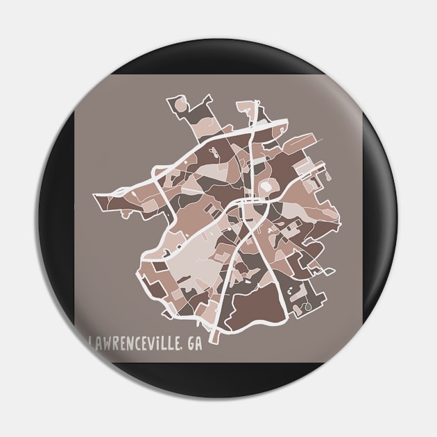 Lawrenceville, GA Map in Khaki Pin by MarcyBrennanArt