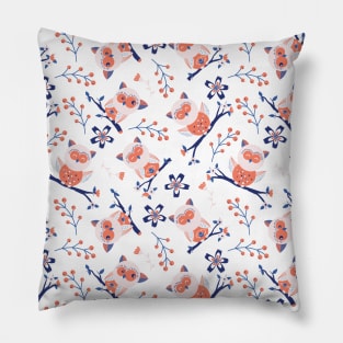 Cute Owls on Branches Pillow