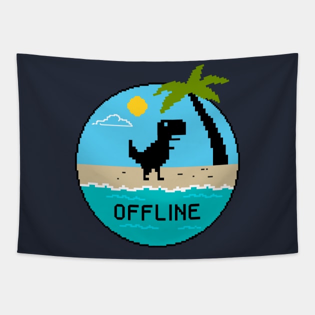 offline beach Tapestry by coffeeman