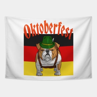 English Bulldog Lederhosen Alpine Oktoberfest Tapestry