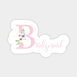 Pink floral bridesmaid illustration Magnet
