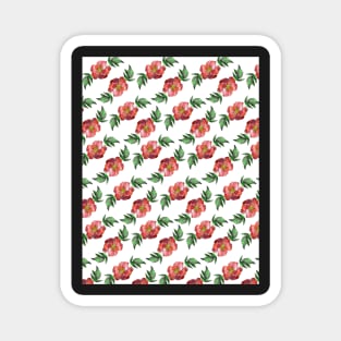 Watercolor peonies red spring girly grid violet Magnet