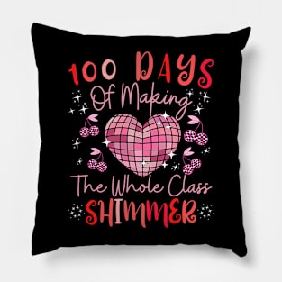 Funny 100 Days of Making Whole Class Shimmer Heart Disco Pillow