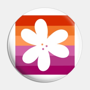 Flower Outline - discreet lesbian pride flag Pin