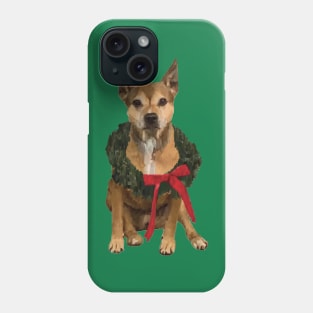 Pitbull with Holiday Wreath Phone Case