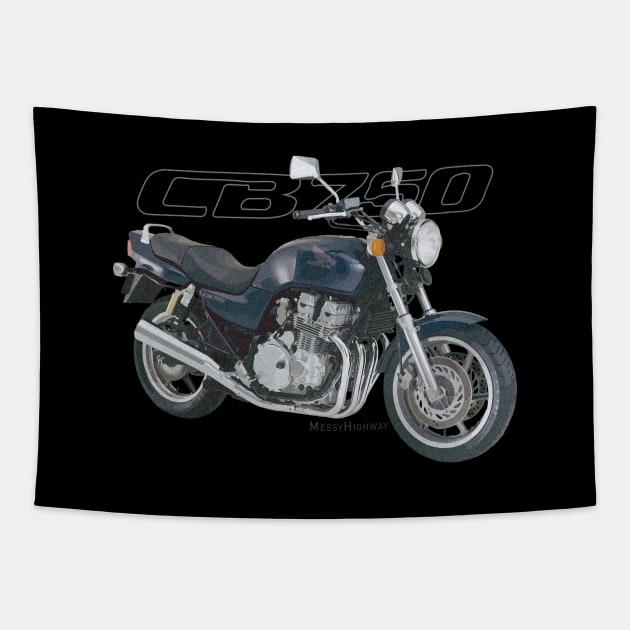 Honda CB750 92 blue, sal Tapestry by MessyHighway