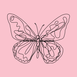 Scribble Butterfly Line Drawing | Artwork by Julia Healy T-Shirt