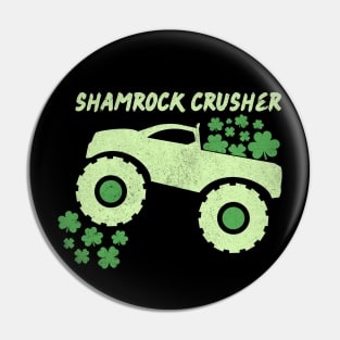 Shamrock Crusher St Patrick's Day Monster Truck Lover Pin