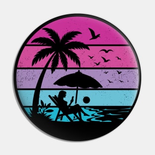 Girl Beach Tropical Hawaiian Palm Tree Island Summer Vacation Pin