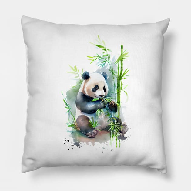 Cute Watercolor Panda Pillow by SMCLN