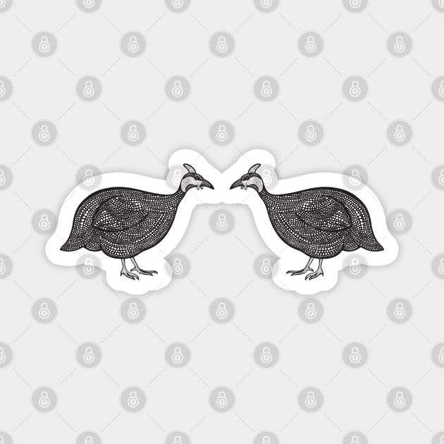 Guineafowl in Love - cute and fun animal design - on white Magnet by Green Paladin